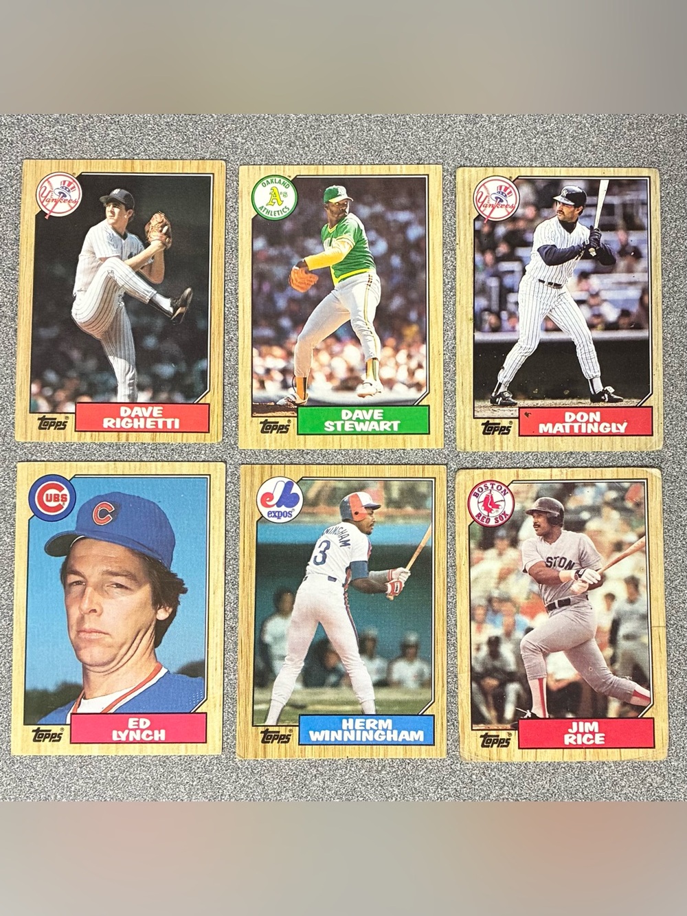 1987 Topps Baseball Cards - Set of 6